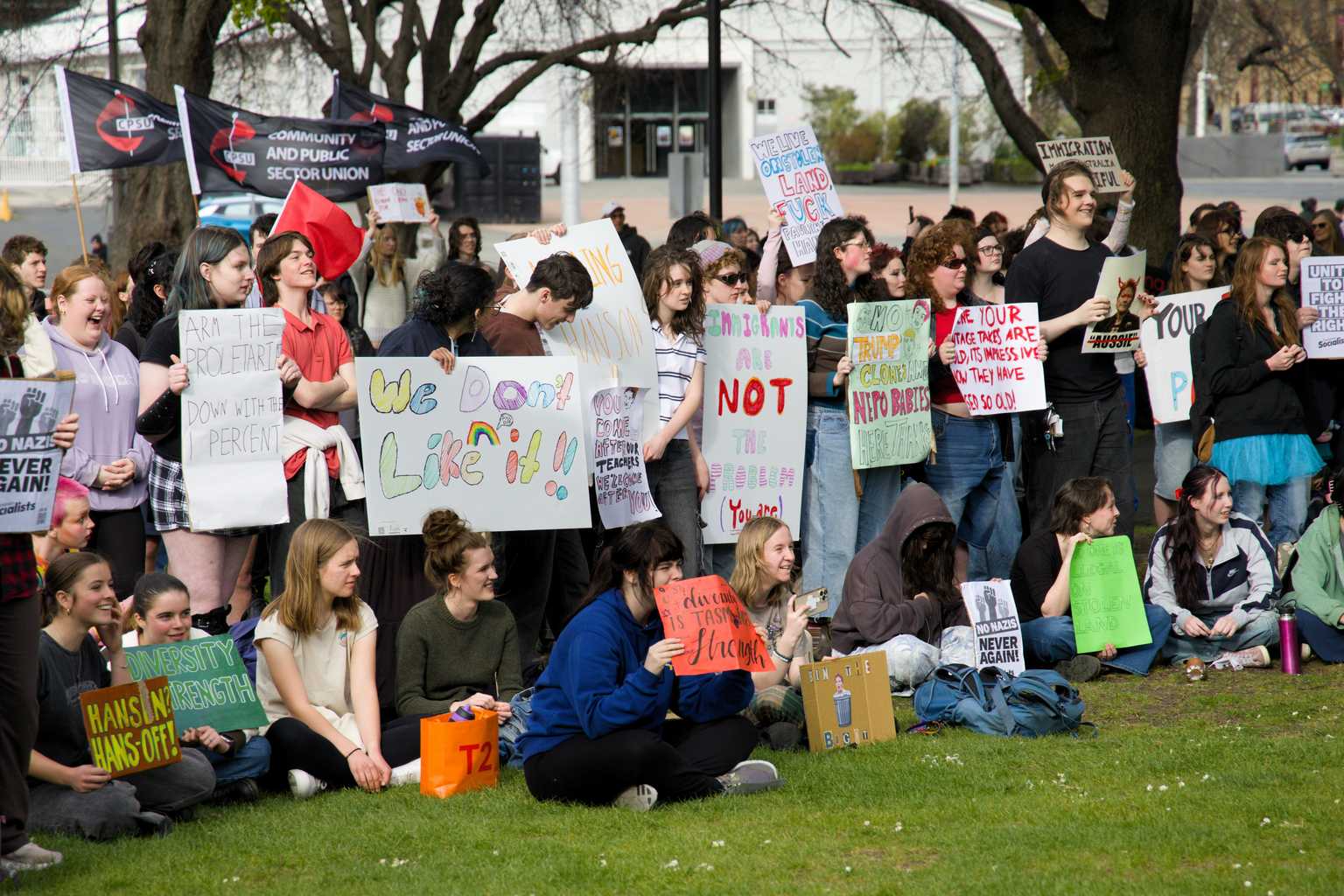About 200 rally against One Nation outside Hobart’s Parliament House